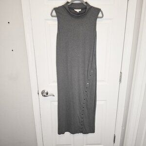 SYNERGY Organic Clothing Gray Cotton Sleeveless Snap Dress in XL